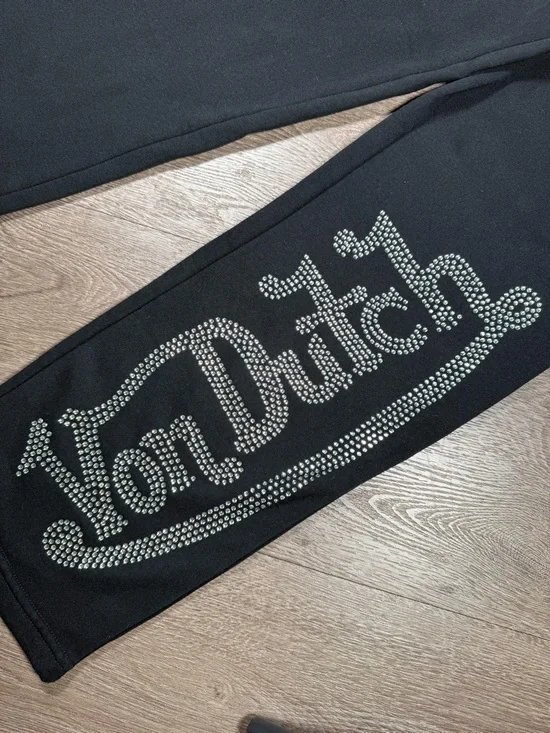 Von Dutch Black Rhinestone Sweatpants - Picture 2 of 3